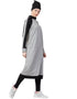 Arabic Contrast Knits Sports Abaya With Legging Grey