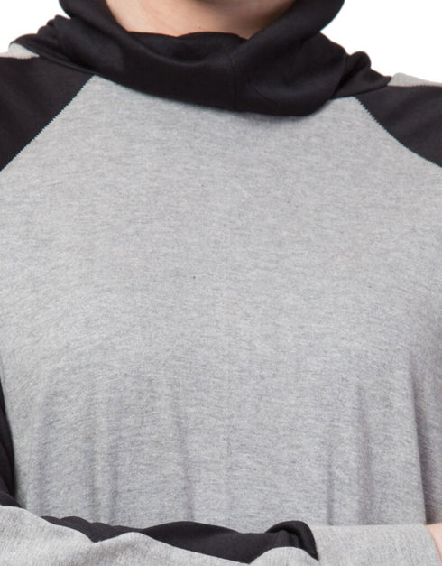 Arabic Contrast Knits Sports Abaya With Legging Grey