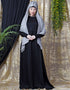 Women Side Open Band At Waist Nida Abaya Black