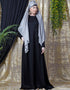 Women Side Open Band At Waist Nida Abaya Black