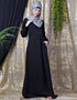 Women Side Open Band At Waist Nida Abaya Black