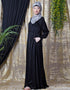 Women Side Open Band At Waist Nida Abaya Black