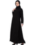 Muslim Contrast Piping at Sleeve Casual Abaya Black