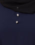 Modest Contrast Piping at Sleeve Casual Abaya Navy Blue