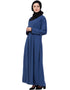 Islamic Contrast Piping at Sleeve Casual Abaya Blue