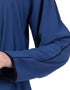 Islamic Contrast Piping at Sleeve Casual Abaya Blue