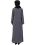Women Contrast Piping at Sleeve Casual Abaya Grey