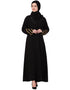 Muslimah Golden Triangle Lace at Sleeve Casual Abaya Black