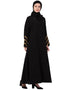 Muslimah Golden Triangle Lace at Sleeve Casual Abaya Black