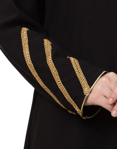 Muslimah Golden Triangle Lace at Sleeve Casual Abaya Black