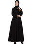 Chic Golden Lace at Sleeve Casual Abaya Black