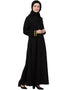Chic Golden Lace at Sleeve Casual Abaya Black