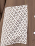 Trendy Front Open white patch pocket Casual Abaya Brown