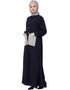 Modern Front Open white patch pocket Casual Abaya Navy Blue