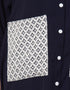 Modern Front Open white patch pocket Casual Abaya Navy Blue