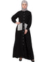 Dubai Front Open white patch pocket Casual Abaya Black