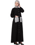 Dubai Front Open white patch pocket Casual Abaya Black