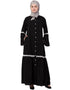 Modest Bell Sleeve Front Open Gathered Abaya Black