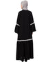 Modest Bell Sleeve Front Open Gathered Abaya Black