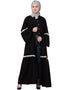 Modest Bell Sleeve Front Open Gathered Abaya Black