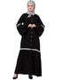 Modest Bell Sleeve Front Open Gathered Abaya Black