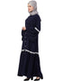 Islamic Bell Sleeve Front Open Gathered Abaya Navy Blue