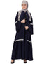 Islamic Bell Sleeve Front Open Gathered Abaya Navy Blue