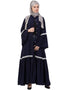 Islamic Bell Sleeve Front Open Gathered Abaya Navy Blue