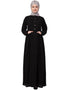 Arabic Front Gathered Pocket Casual Abaya Black