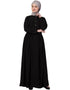 Arabic Front Gathered Pocket Casual Abaya Black