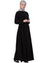 Arabic Front Gathered Pocket Casual Abaya Black