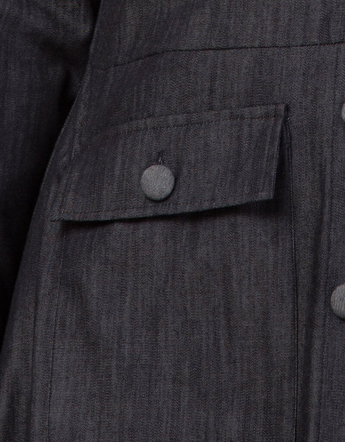 Women Patch Pocket Denim Abaya Black