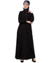 Muslimah Princess Seam Contrast Pipping Executive Abaya Black