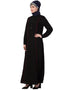 Muslimah Princess Seam Contrast Pipping Executive Abaya Black