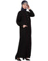 Muslimah Princess Seam Contrast Pipping Executive Abaya Black