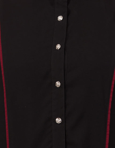 Muslimah Princess Seam Contrast Pipping Executive Abaya Black