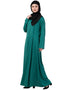 Chic Contrast Piping Flare Knits Abaya Green