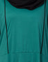 Chic Contrast Piping Flare Knits Abaya Green