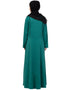 Chic Contrast Piping Flare Knits Abaya Green