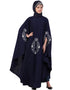 Muslim Silver Zari Embroidered Irani Nida Kaftan Navy Blue