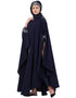Muslim Silver Zari Embroidered Irani Nida Kaftan Navy Blue