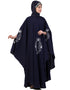 Muslim Silver Zari Embroidered Irani Nida Kaftan Navy Blue