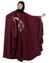 Modest Silver Zari Embroidered Irani Nida Kaftan Maroon