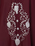 Modest Silver Zari Embroidered Irani Nida Kaftan Maroon
