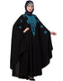 Islamic Contrast Zari Embroidered Irani Kaftan Black