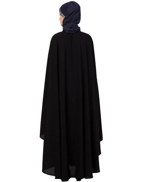 Islamic Contrast Zari Embroidered Irani Kaftan Black