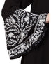 Women Bell Embroidered Sleeve Front Open Abaya Black