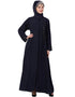 Muslimah Hand Embroidered Front Open Abaya Navy Blue