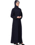 Muslimah Hand Embroidered Front Open Abaya Navy Blue