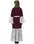 Chic Bell Sleeve Printed Checks Casual Abaya Wine